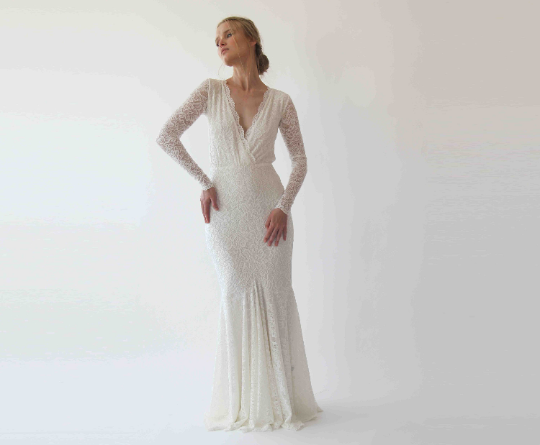Wrap Bohemian Mermaid Wedding Dress #1255 | erinstrinkets Wrap Bohemian Mermaid Wedding Dress #1255 | erinstrinkets