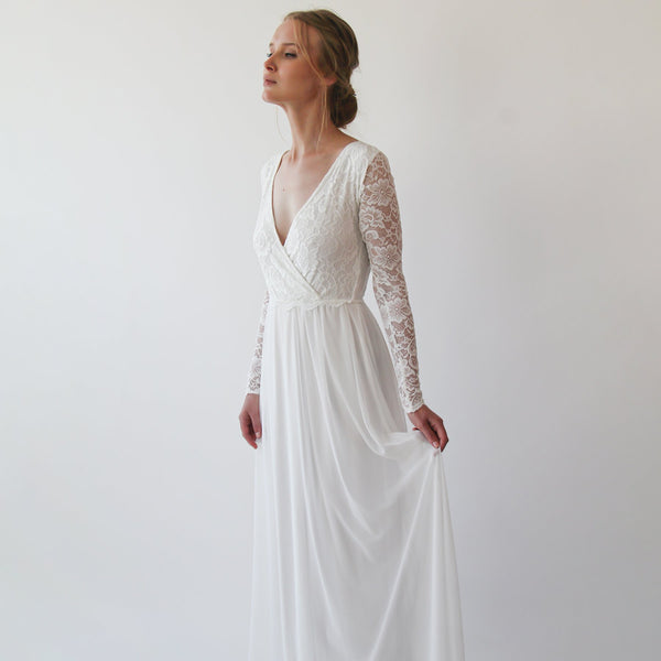 Wrap Lace Wedding Dress With Chiffon Mesh #1256 | erinstrinkets Wrap Lace Wedding Dress With Chiffon Mesh #1256 | erinstrinkets