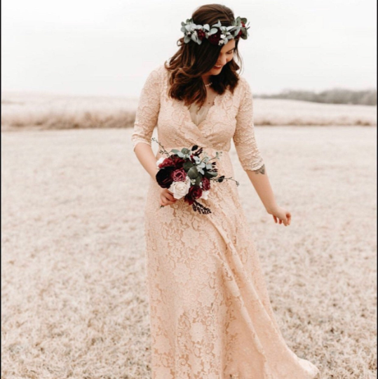 Ivory Wrap Lace Wedding Dress #1124 | erinstrinkets Ivory Wrap Lace Wedding Dress #1124 | erinstrinkets