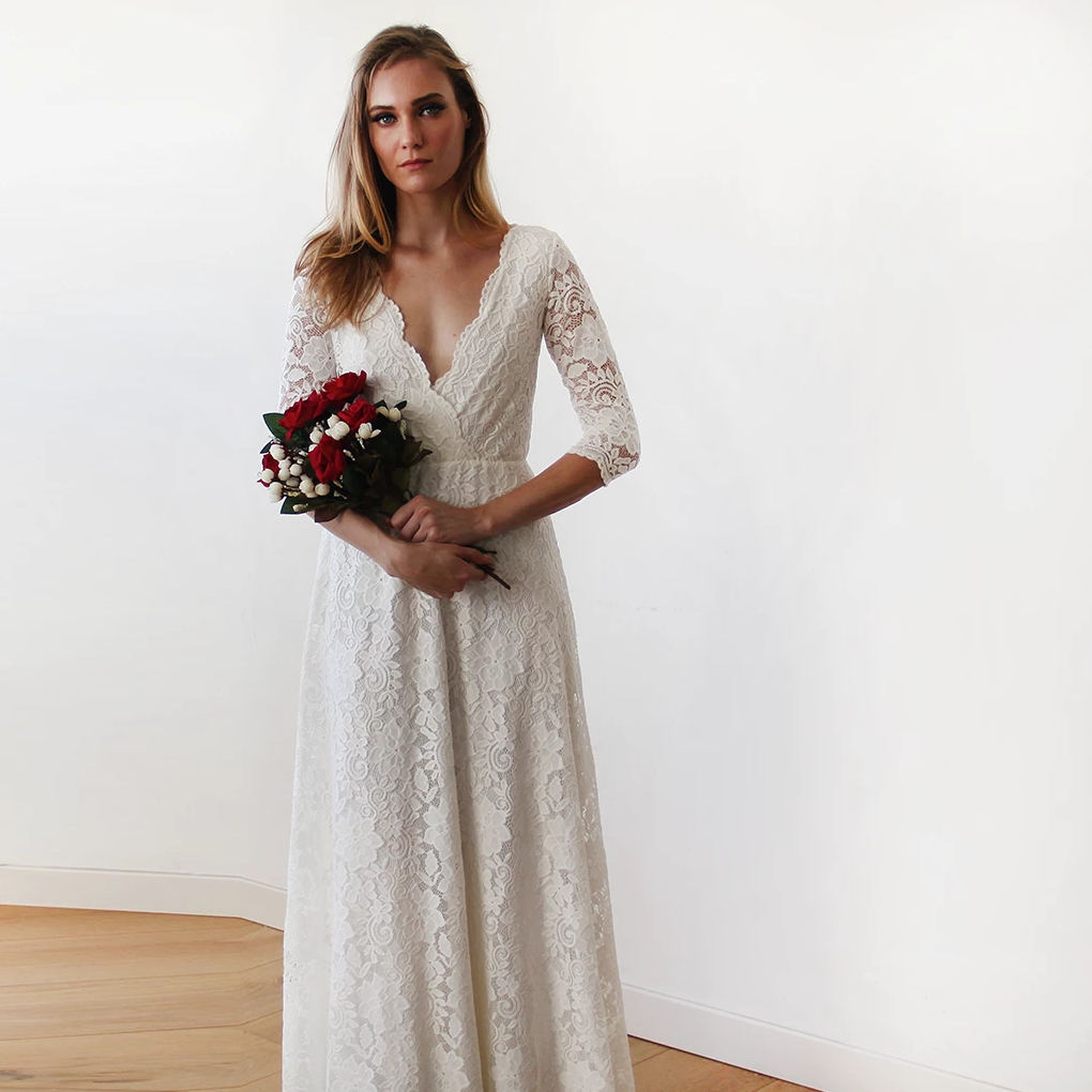 ivory lace wrap dress Starlet Ivory Lace Wrap Dress