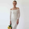 Ivory Off Shoulder Mermaid  Wedding Dress #1254