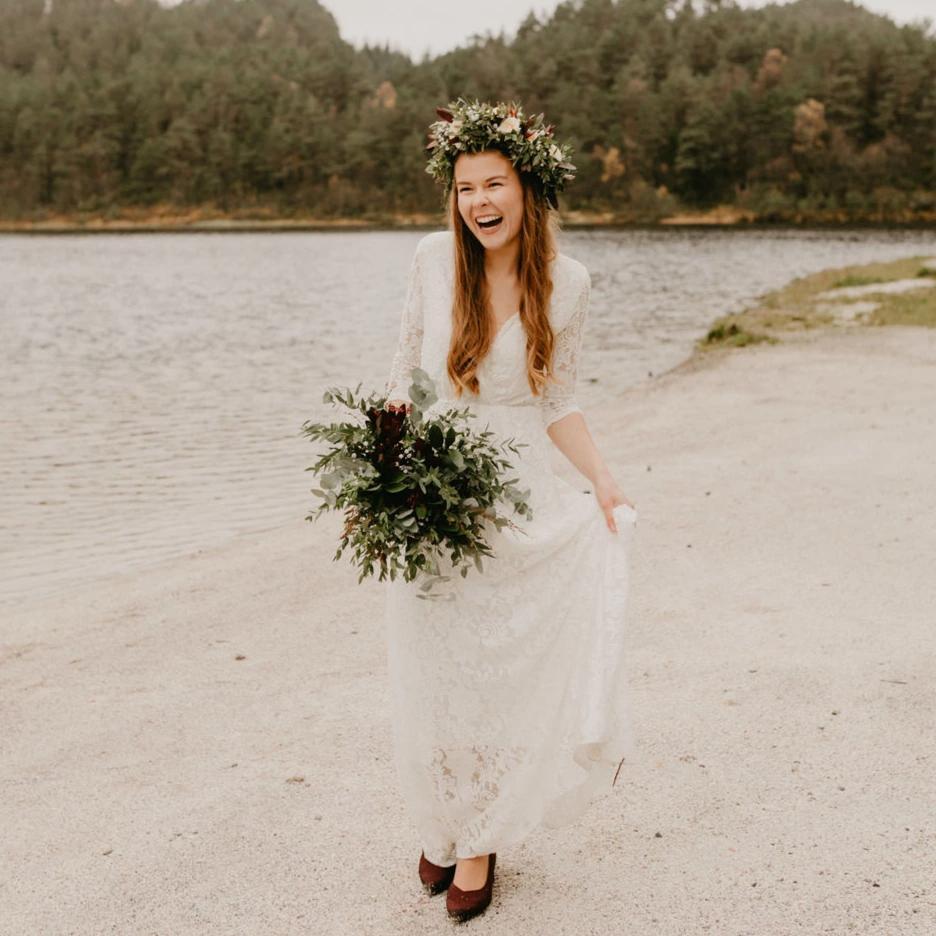 Ivory Wrap Lace Wedding Dress #1124 Ivory Wrap Lace Wedding Dress #1124