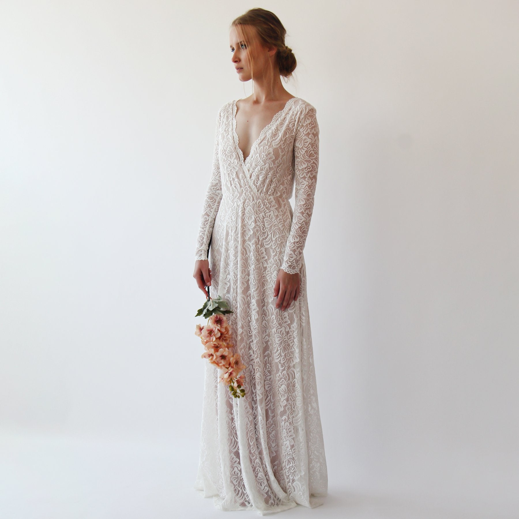 Vintage Style Long Sleeves Lace Wedding Dress #1258 | erinstrinkets