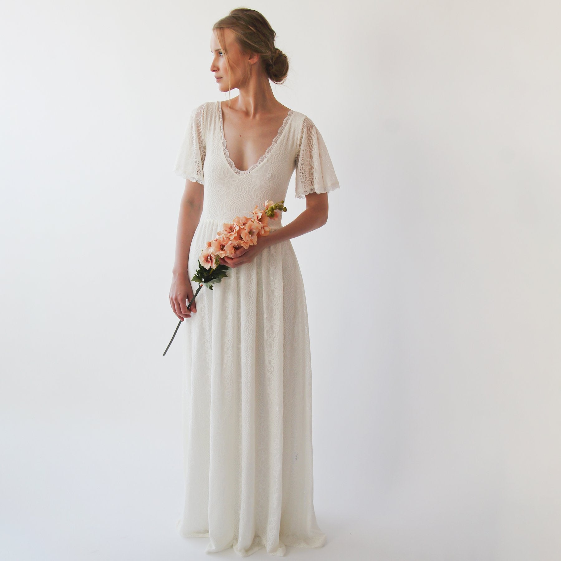 Butterfly Sleeves Bohemian Ivory Wedding Dress #1232 | erinstrinkets Butterfly Sleeves Bohemian Ivory Wedding Dress #1232 | erinstrinkets