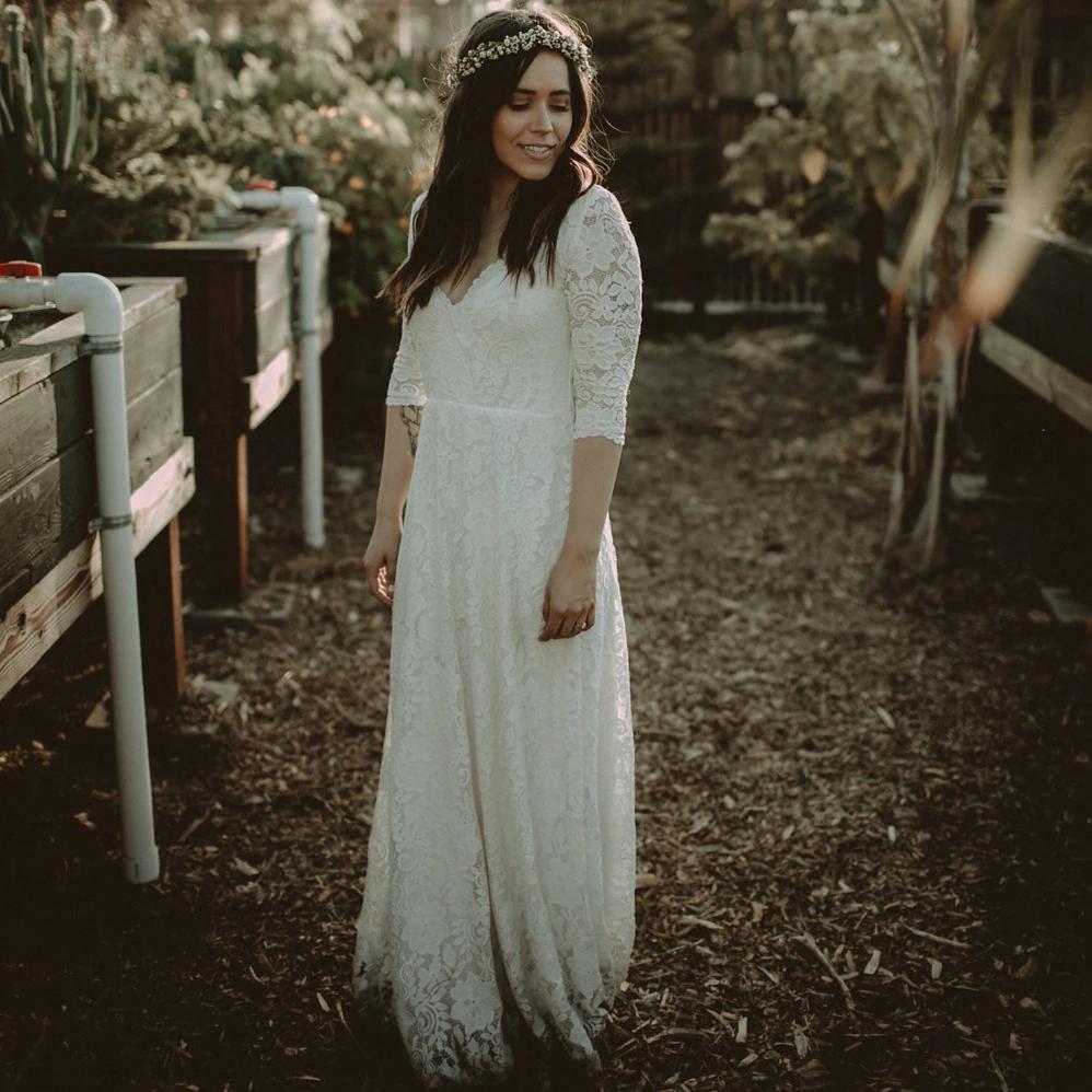Ivory Wrap Lace Wedding Dress #1124 | erinstrinkets Ivory Wrap Lace Wedding Dress #1124 | erinstrinkets